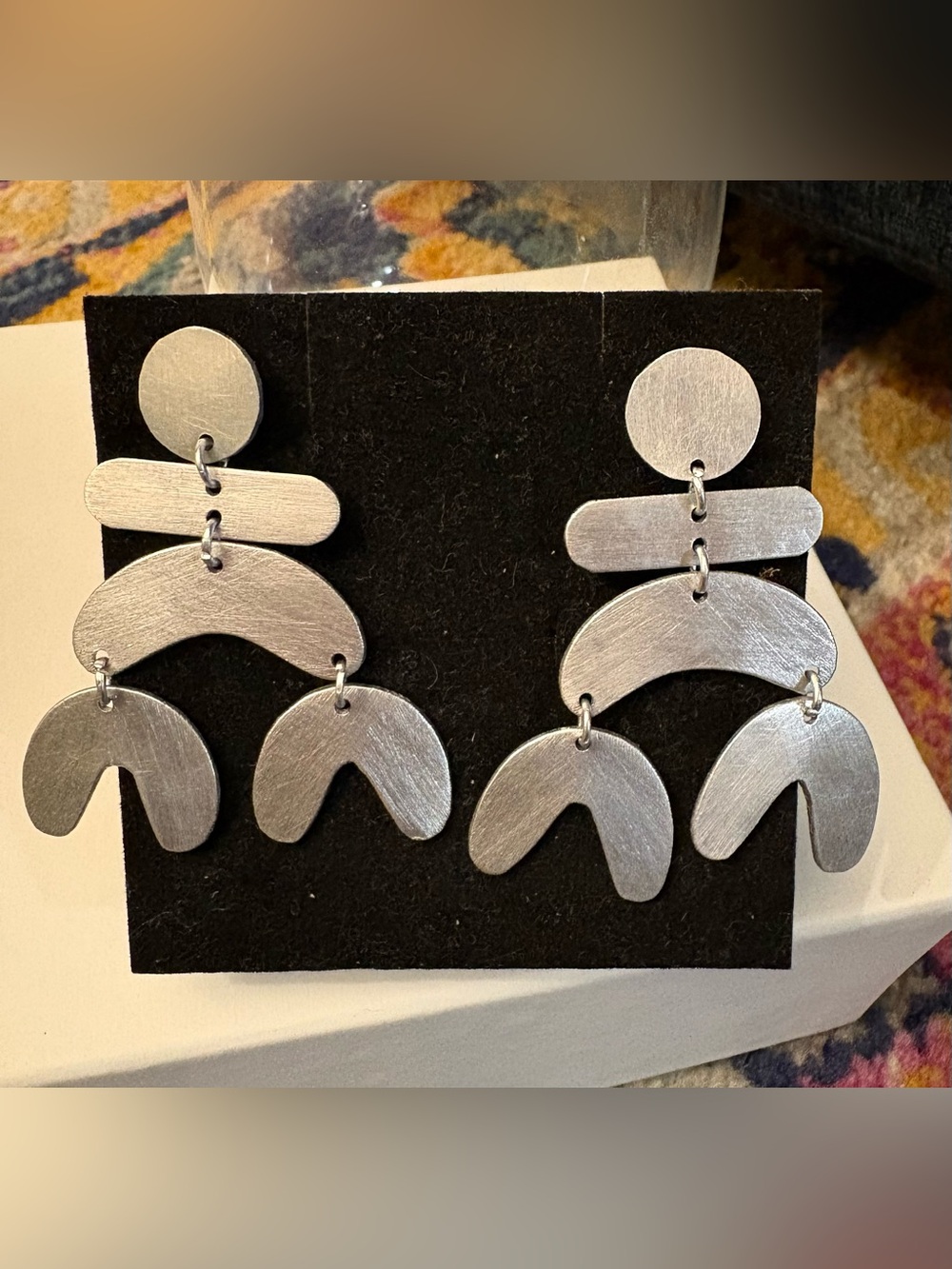 Modern Silver Statement Drop Earrings - Metallic Silver Home Accents